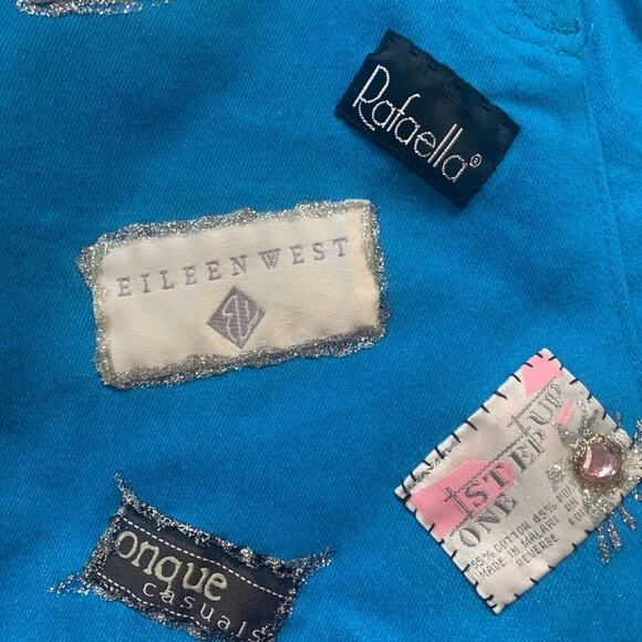 Upcycled Maxi Tote Bag Vintage Blue Jeans Logos Belt Detail OOAK Handmade Purse - Picture 11 of 15